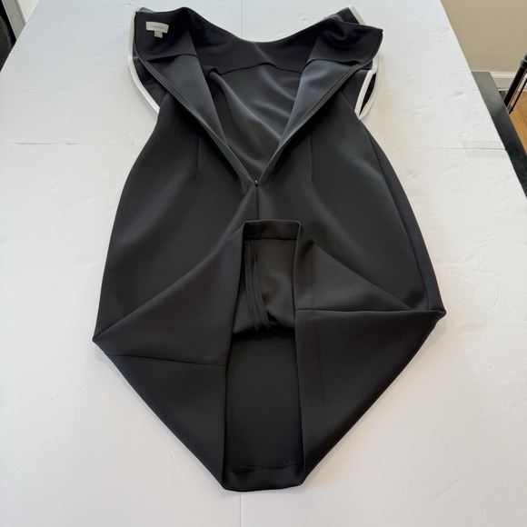 Calvin Klein Black White Piped Ruffle‎ Stretch Scuba Knit Sheath Dress Size 12 - Picture 6 of 10